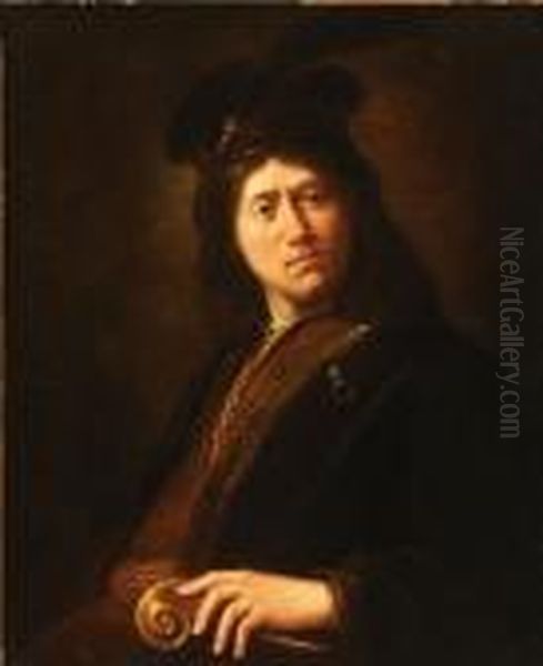 Young Man Wearing A Gold Chain And Feather Cap - view 1