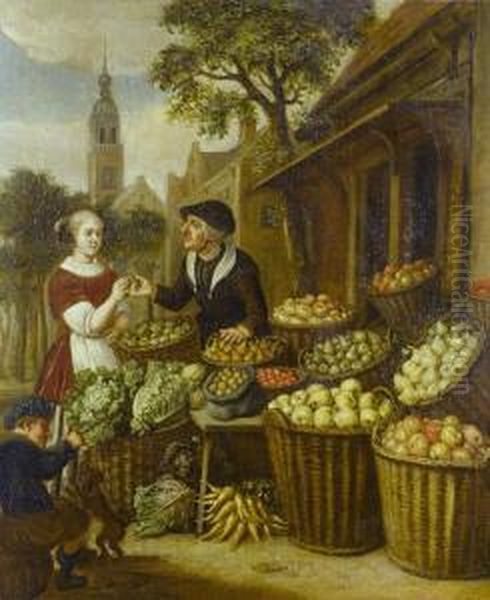 A Vegetable Seller In A Town Square - view 1