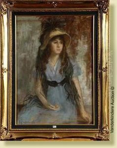 Jeunefille Au Chapeau, Pastel Sur Papier. Signe En Bas A Gauche Eug.vidal. Ecole Francaise. Dim.: 73x52cm by Eugene Vincent Vidal