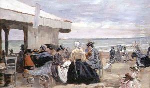 A Beach Scene by Eugene Boudin