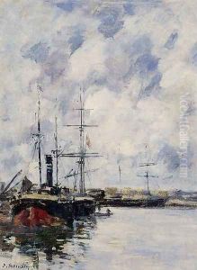 A Corner of the Deauville Basin by Eugene Boudin