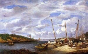 Douarnenez, Fishing Boats at Dockside by Eugene Boudin