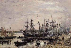Camaret, Fishing Boats at Dock by Eugene Boudin