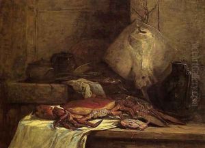 Crab, Lobster and Fish (aka Still Life with Skate) by Eugene Boudin
