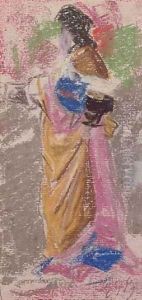 Une femme orientale d'apres des vitraux d'eglise by Eugene Boudin