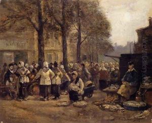 The Fish Market, Rotterdam by Eugene Boudin