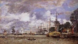Anvers, Boats on the River Scheldt by Eugene Boudin