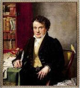 Portrait D'homme Assis Devant Sa Bibliotheque