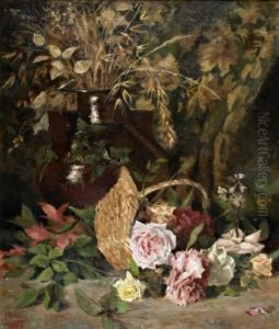 Cesto Com Rosas Em Jardim