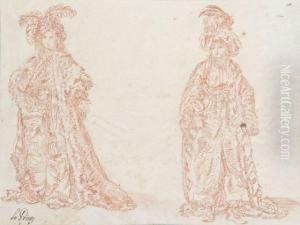 Deux Etudes De Personnages Pour La Caravane Des Sultans A Lamecque