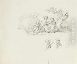 A Woman Picking Flowers, Subsidiary Studies Of A Putto