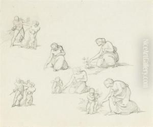 Studies Of A Woman Picking Flowers, Subsidiary Studies For The Massacre Of The Innocents