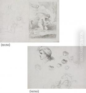 Narcissus Looking At His Reflection In The Water (recto); Studies Of Heads (verso) by Francisco Viera Portuense