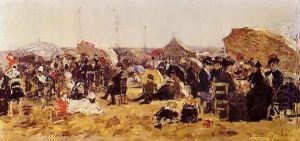 Beach at Trouville I by Eugene Boudin