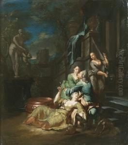 A Gentleman Carousing With Courtesans by Jan Carel Vierpeyl