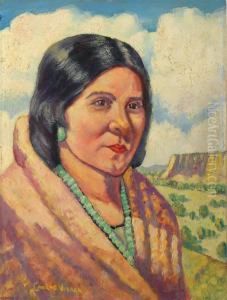 Portrait Of An Acoma Pueblo Indian Woman by Carlos Vierra