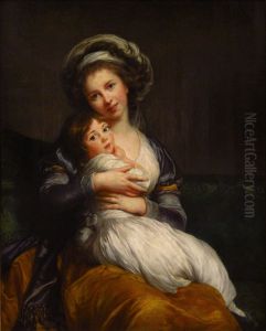 Portrait Of The Artist And Her Daughter Julie by Elisabeth Vigee-Lebrun