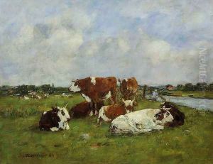 Pasturage on the Banks of the Touques by Eugene Boudin