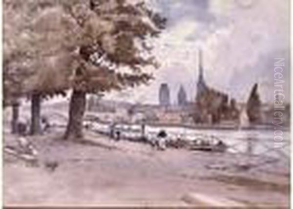 Vieille Ville De Rouen Vue De L'autre Berge De La Seine - view 1