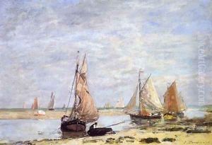 Sailboats near Trouville by Eugene Boudin