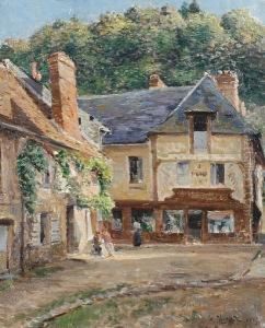 Continental Village Scene by Henri Vignet