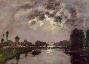 Saint-Valery-sur-Somme, the Canal d'Abbeville by Eugene Boudin