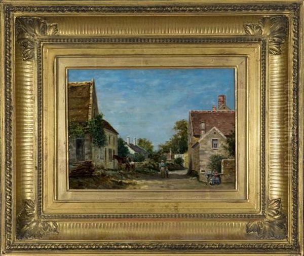 Village Street Scene With Figures And Horse. - view 1