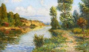 Paysage De Bord De Riviere by Claude Vignon