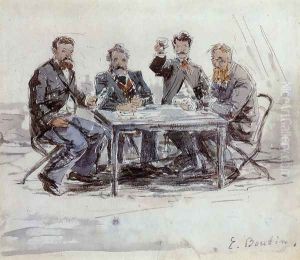 Drinkers on the Farm at Saint-Simeon by Eugene Boudin