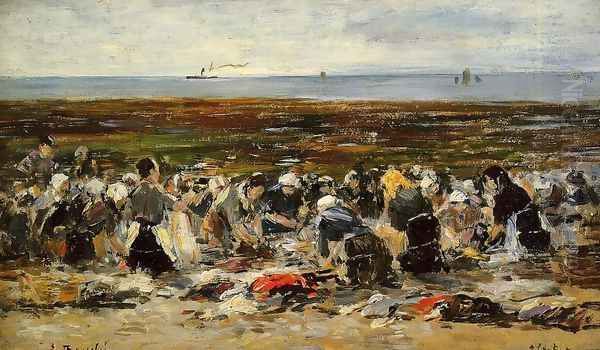 Etretat, Laundresses on the Beach, Low Tide - view 1