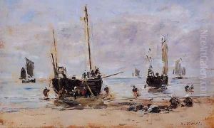 Berck, Fishermen at Low Tide by Eugene Boudin