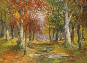 Herbstliche Waldlandschaft by Karl Vikas