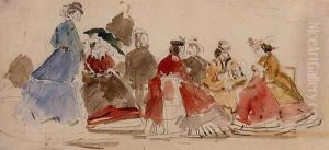Young Women in Crinolines on the Beach by Eugene Boudin