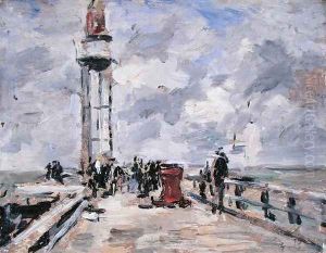 The Jetty and Lighthouse at Honfleur c.1885-90 by Eugene Boudin