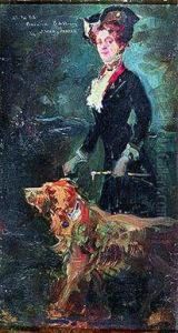 Retrato De Senora Con Perro by Julio Vila y Prades