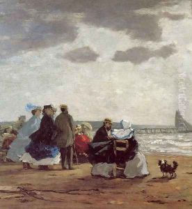 On the Beach, Dieppe by Eugene Boudin