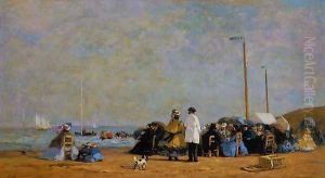 Crinolines on the Beach I by Eugene Boudin