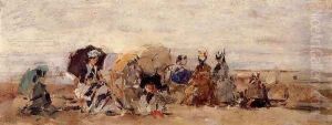 Trouville, Beach Scene X by Eugene Boudin