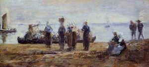 The Ferry at Plougastel by Eugene Boudin