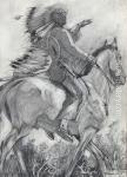 Nearing Camp (indian On Horseback) - view 1