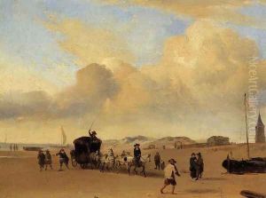 The Beach at Scheveningen (after Adriaen van de Valde) by Eugene Boudin