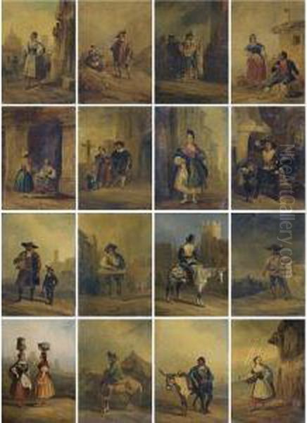 Sixteen Costumbrista Scenes With Spanish Folkloric Types - view 1