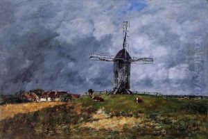 Cayeux, Windmill in the Countryside, Morning by Eugene Boudin