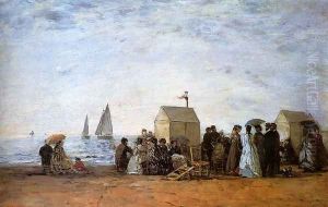 The Beach at Trouville 1867 by Eugene Boudin