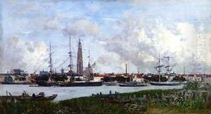 Antwerp, the Port by Eugene Boudin