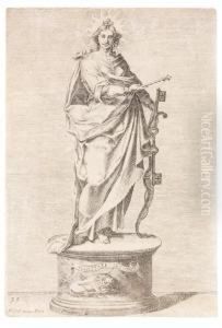 Allegorische Figur Mit Bogen Und Schlusseln