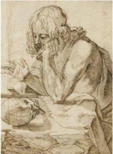 St Hilarion Of Cyprus Contemplating A Crucifix And Skull