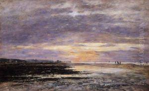 Deauville, Sunset on the Beach by Eugene Boudin