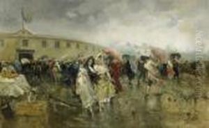 Gathering In Front Of The Arena On Astormy Day by Bernardo Villamil Marraci