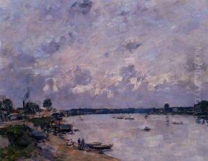 The Banks of the Seine at Caudebec en Caux by Eugene Boudin